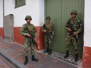 Army security, La Candelaria, Bogota, Colombia