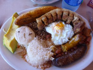 A small ' Bandeja paisa' a local Antioquia district dish