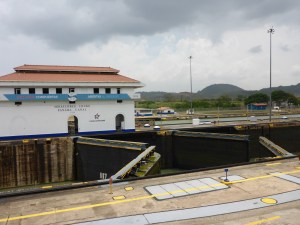 Lock gates opening, Panama Canal