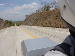 That's one straight stretch of road in Nicaragua, near Nagarote