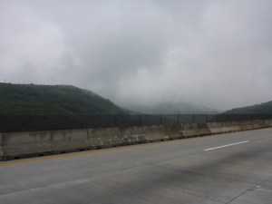 The rain clouds are finally breaking up 90' after leaving Anna and Alberto's