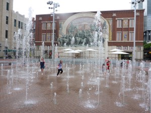 Kids having fun in downtown Fort Worth