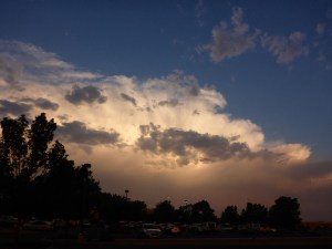 Evening storm cloud  building in Santa Fe