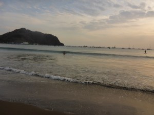 Anthony body surfing at San Juan del Sur, Nicaragua
