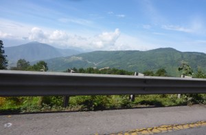 The road in the distance is the opposite lane of the MEX150D