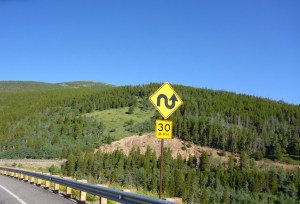 Peak to Peak road sign