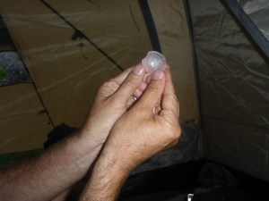 A little hailstone from around our tent.