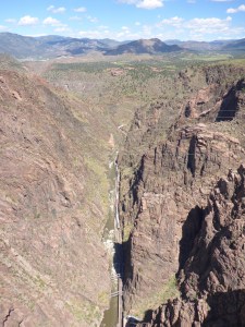 Royal Gorge bridge - the world's highest suspension bridge - spot the train below