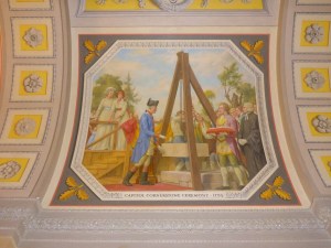 Washington laying the foundation stone for the Capitol building.