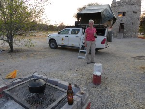 Our campsite with a Castle at Grootfontien